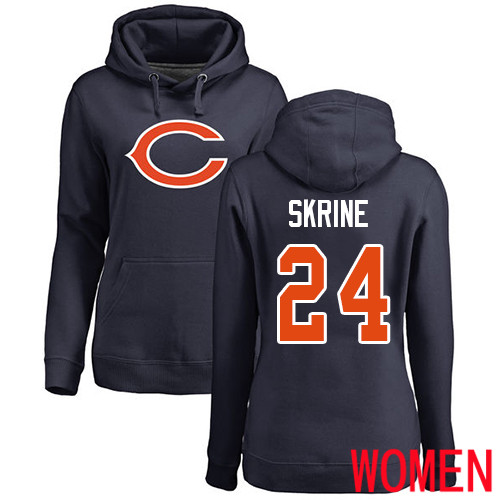 Chicago Bears Navy Blue Women Buster Skrine Name and Number Logo NFL Football #24 Pullover Hoodie Sweatshirts